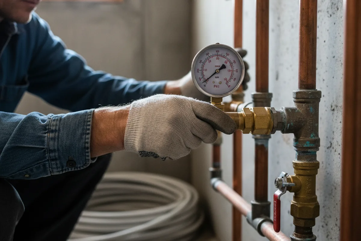 Pressure testing a repaired line during Water Line Repair in Edgefield